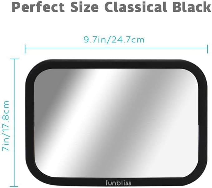 Funbliss 2-Pack Baby Car Mirror - Shake-Proof & Shatterproof, 360° Adjustable Angle, Clear Wide View for Rear-Facing Infants, Easy Install, Perfect Baby Travel Gear & Carseat Accessories