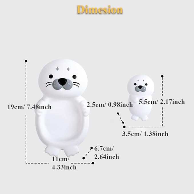 4-in-1 Seal Bathtub Toys | Mother-Baby Floating & Nesting Set | Easy-Clean Non-Toxic Rubber | Fun Montessori Bath-Time Gift for Boys & Girls