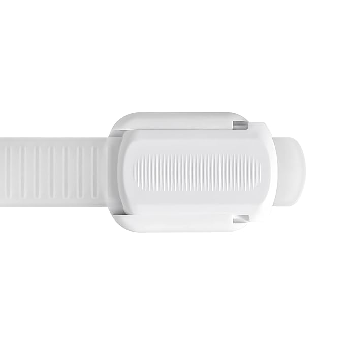 Baby Proof Cabinet Lock & Straps Latches Child Drawer Latches 3M Adhesives Adjustable Non Drilling Safety Cabinet Locks Straps Baby Drawer Locks for Kids Baby Multi-Function 12 Pack (White)