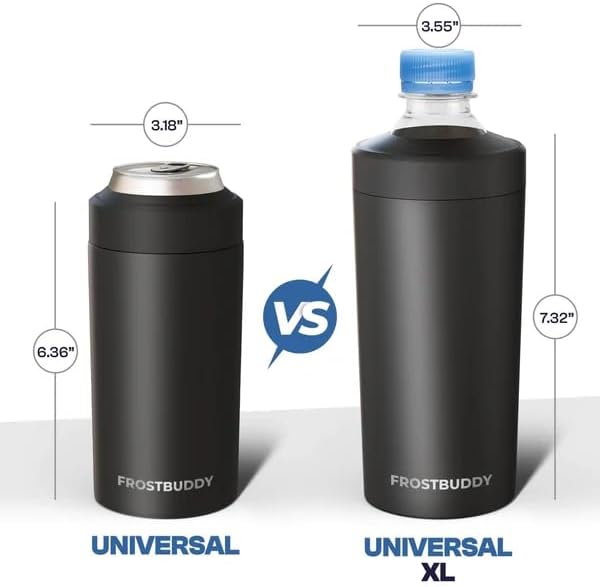Universal Buddy XL Can Cooler by Frost Buddy - Fits 12-ounce, 16-ounce, 20-ounce, and 24-ounce Cans and Bottles - Keep Your Drinks Refreshingly Chilled for over 12 hours. (Icicle)