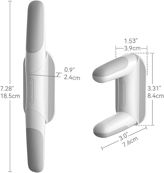 EUDEMON 2 Pack Updated Baby Safety Door Lever Lock, Door Handle Lock for Children & Pets, Child Proof Door Latch Lock, Revolve for 180°, Easy to Operate in Two Directions (White)
