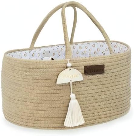 Yunioo Baby Diaper Caddy Organizer, Portable Nursery Storage Basket with Sturdy Handle Diaper Caddy Basket, Car Caddy for Diapers and Baby Wipes, Newborn Essentials