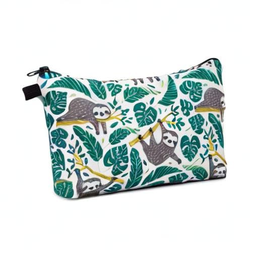 WANDF Cosmetic Bag for Women Makeup bag Organizer Small Mini Makeup Pouch for Purse Water Resistant Girls Gift (Sloths)