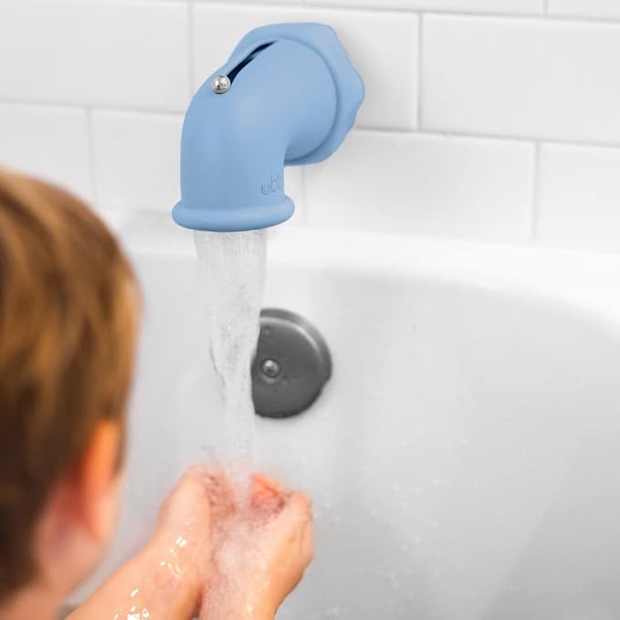 Ubbi Bath Spout Safety Guard, Soft Silicone Spout Cover for Baby Bath Time, Must Have Child Bathing Accessory, Large, Cloudy Blue