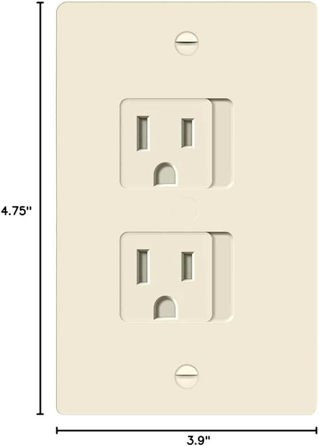 ENERLITES Child Proof Outlet Cover, Self-Closing, Fits Both Duplex and Decorator Outlet, Safety Design, Tamper-Resistant Socket Plug for Receptacle, Size 4.75" x 3.9", 8800-TR, Light Almond