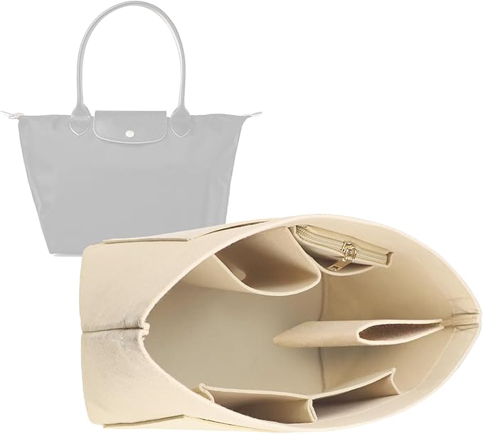 Lckaey Purse Organizer Insert for Le Pliage Handbag tote bag Insert Organizer1012khaki-L