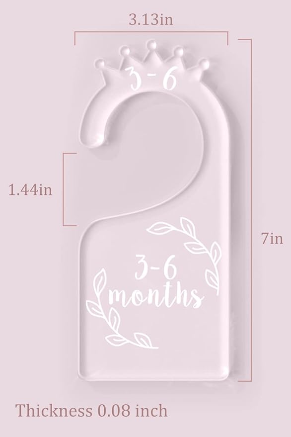 OneDream Baby Closet dividers Hanger separators - Set of 7 Baby Clothes dividers for Closet from Newborn to 24 Months, Acrylic Infant Clothes Divider Support DIY Pattern by Yourself