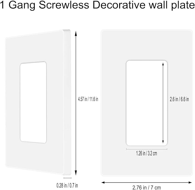 8 Pack Screwless Decorator Wall Plates 1-Gang Switch Outlet Electrical Cover Plate Unbreakable Thermoplastic Faceplate for Decorative Receptacle Outlet Switch, White