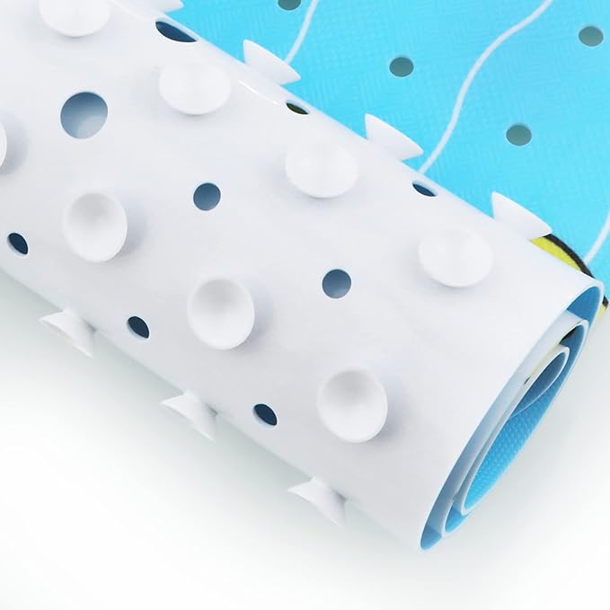 Tubozadi Bathtub Mat Non Slip Shower Mat for Kids Adults & Elderly 40X16 Inch Extra Long Anti Slip Bath Mats for tub Mat with Suction Cups and Drain Holes,Duck
