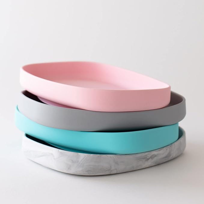 Bumkins Toddler and Baby Suction Plate, Silicone Grip Dish Large Tray for Big Kids, Fits Most Highchairs, Essential Children Feeding Supplies, Non Skid Sticky Bottom, Platinum Silicone, Pink
