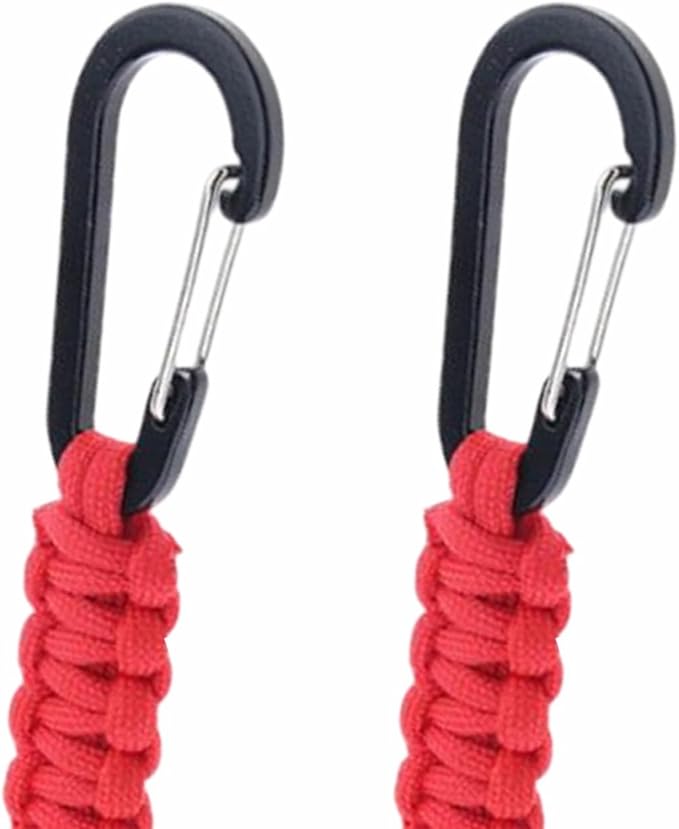 Paracord Keychain Carabiner with Double Hooks Hanger Stroller Hook for Camping Hiking Clip Water Bottle Keys Backpack Tools