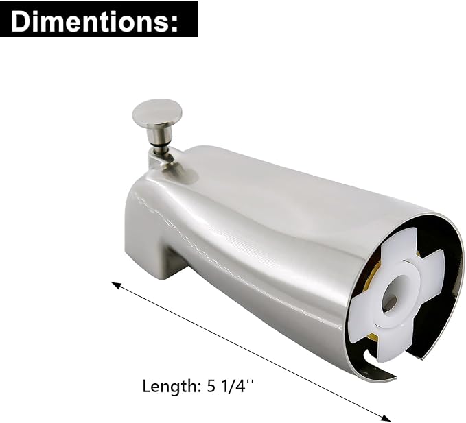 Slip Fit Tub Spout with Pull-Up Diverter for 1/2 inch Copper Tube, Brushed Nickel
