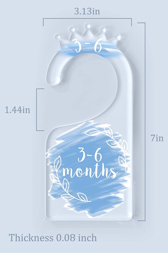 OneDream Baby Closet dividers Hanger separators - Set of 7 Baby Clothes dividers for Closet from Newborn to 24 Months, Acrylic Infant Clothes Divider (Blue)