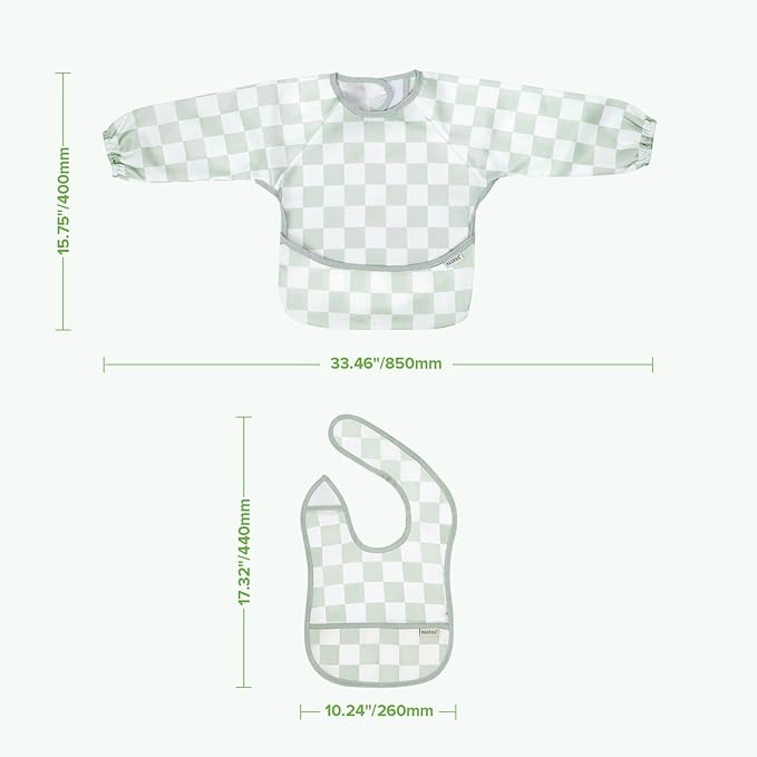 haakaa Long Sleeve Baby Bib, Waterproof & Adjustable Baby Smock Bib for Eating, Painting & Play, Easy Wipe Clean, 6–24M