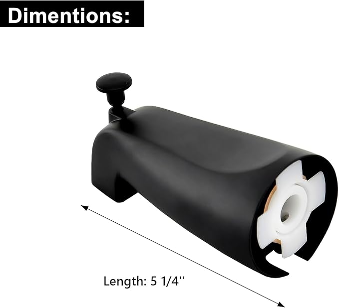 Slip Fit Tub Spout with Pull-Up Diverter for 1/2 inch Copper Tube, Matte Black
