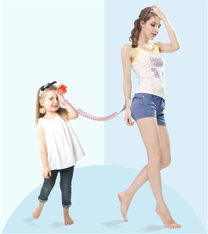 Kids Anti Lost Wrist Link, Children Wrist Traction Rope with Key Lock, Toddler Safety Harness Wrist Leash Baby Walking Wrist Strap, for Outdoor Activities, Travel & Shopping, 2 m/ 6.6 ft (Pink)