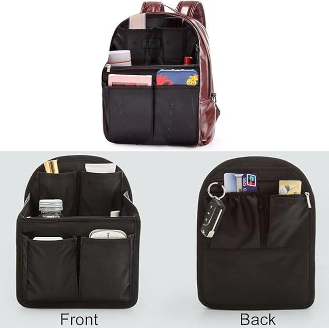 HOYOFO Mini Backpack Organizer Insert Small Bag Divider for Rucksack Purse Lightweight Nylon Shoulder Bag Organizer Insert, Navy Blue