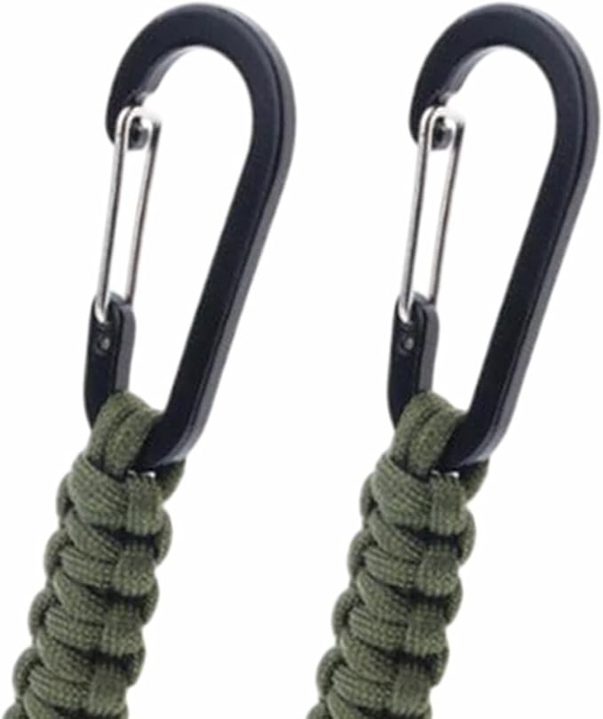 Paracord Keychain Carabiner with Double Hooks Hanger Stroller Hook for Camping Hiking Clip Water Bottle Keys Backpack Tools