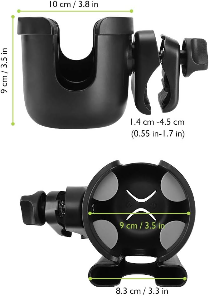 Accmor 2-in-1 Universal Cup Holder with Phone Holder, Stroller Cup Holders, Drinks Bottle Cage for Strollers, Wheelchairs, Walkers, Bicycles, Scooters 