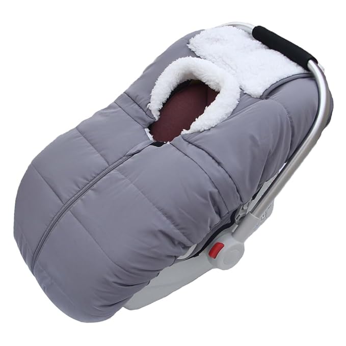 Winter Baby Car Seat Cover, Infant Car Seat Cover for Baby Seat or Stroller, Windproof Infant Warm Carseat for Keeping Newborn Babies Warm(Grey)