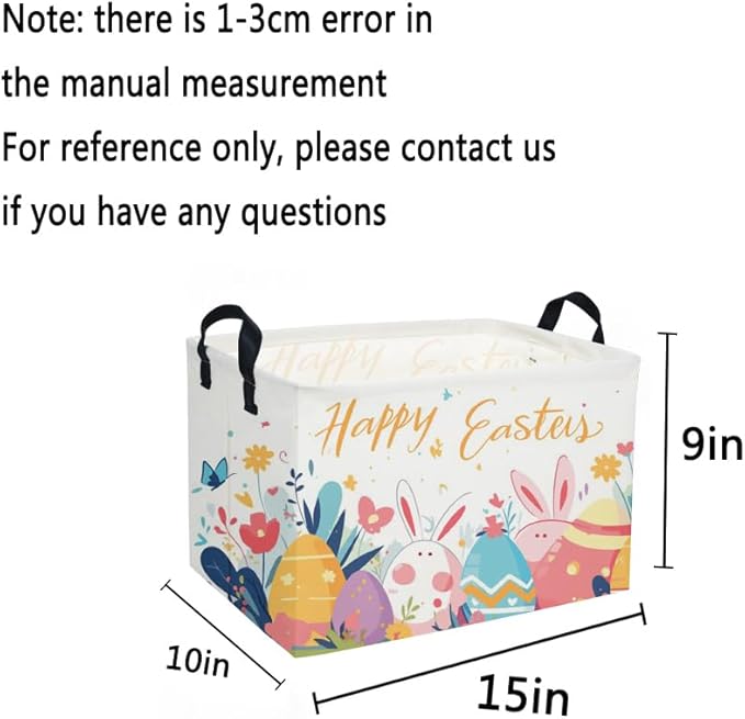 Sanjiaofen Rectangular Easter Baskets, Kids Easter Storage Bins Organizer.Cute Storage Basket with Handles.Boys and Girls,Easter Bunny Eggs Decor,Toys,Books,Easter Gifts (Easter Eggs)