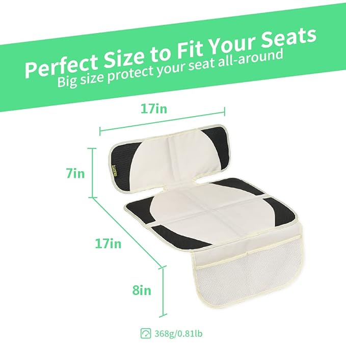 FASITE Car Seat Protector for Baby Child Car Seats - Auto Seat Cover Mat,Protective Non-Slip Waterproof Car Seat Cover Pad with Mesh Pockets, Beige