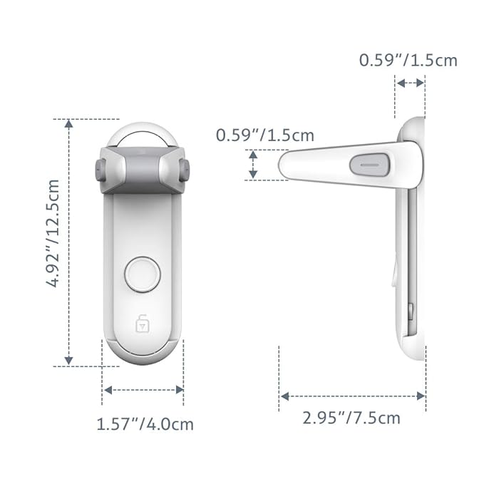 EUDEMON Childproof Door Lever Lock, Baby Safety Door Handle Lock, Easy to Install and Use Adhesive no Tools Need or Drill (White, 2 Pack)