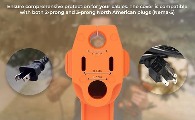 Outdoor Weatherproof Plug Cover - Extension Cord Waterproof Protector Covers for 120v Electric, 3 Prong Male End Weather Proof Exterior Ends Caps for Outside Electrical Plugs (20,Orange)