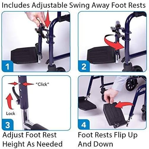 Wheelchair Swingaway Legrest Plastic Footplates & Heel Loops (Pair) (Red)