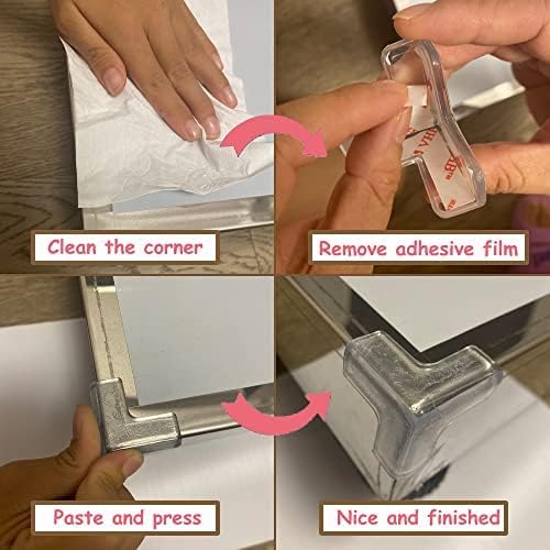 saicheek 4Pcs Small(Length: 1.4inch) Silicone Corner Protector Baby Proofing,Table Corner Protectors for Baby,Strong Adhesive T Shaped Baby Head Protector Table Corner Protectors for Furniture (4)