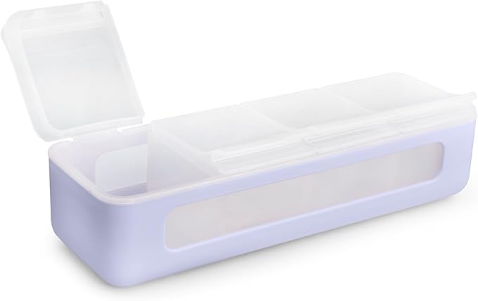 melii Snackle Box – 4 Separate Compartments with Lids, Divided Snack Container, Food Storage for Kids and Adults, Arts & Crafts, Beads, BPA-Free, Purple