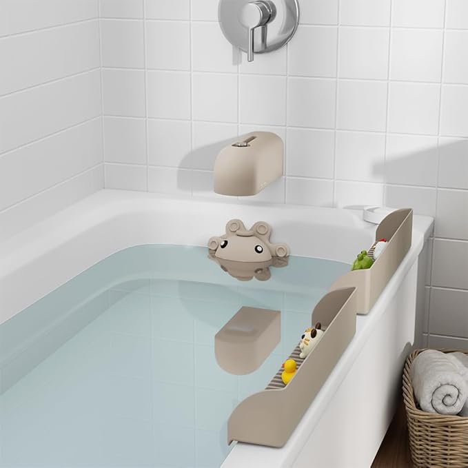Faucet Cover Bathtub, Soft Silicone Tub Spout Cover, Faucet Protector for Kids, Bath Spout Guard for Bathtubs, Bathroom Tub Faucet Cover, Water Spout Cover for Child Safety, Universal Fit(Taupe)