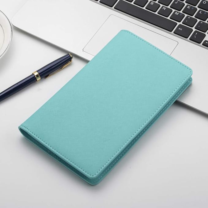 Sooez Leather Professional Business Card Book Holder Organizer, 240 Capacity Credit Card Booklet, PU Name Cards Holder Storage File for Men Women, Mint Green