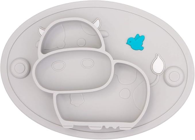 Silicone Divided Toddler Plates - Portable Non Slip Suction Plates Placemat for Children Babies and Kids BPA Free Baby Dinner Plate Bowl