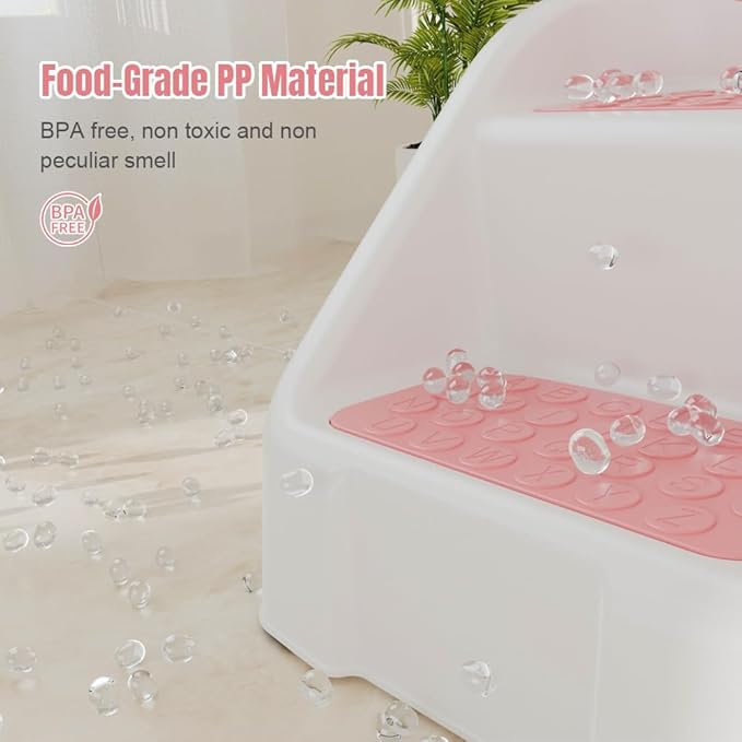 Step Stool for Toddlers, Toddler Step Stool for Bathroom Sink, Foldable Non-Slip Kids Stool with Handle, 2 Step Stools for Kids, Toddler Stool for Kitchen Bedroom Counter Sink