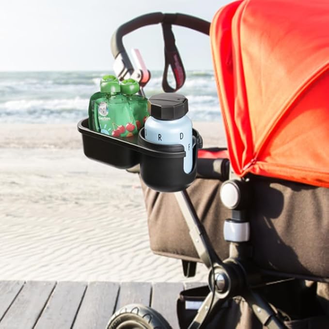 LUFFCABO Universal Snack Tray for Stroller with Stroller Cup Holder, Universal Stroller Snack Tray with Cup Holder, Stroller Tray Attachment and Stroller Accessories