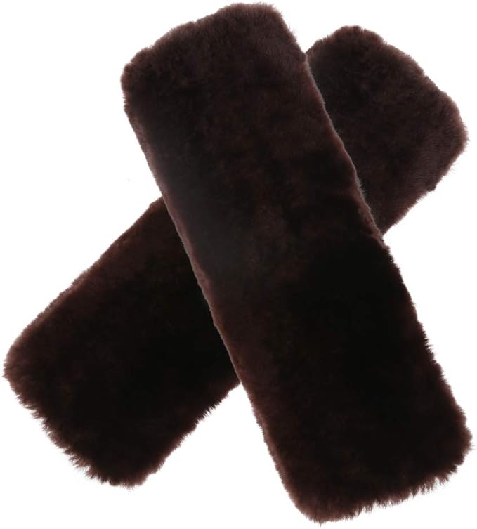 OGLAND 2 Pack Car Seat Belt Cover Cushion, Fluffy Soft Sheepskin Auto Should Seat Belt Pads, Neck Protector for Women Adults Baby Kids Pet (Mocha)