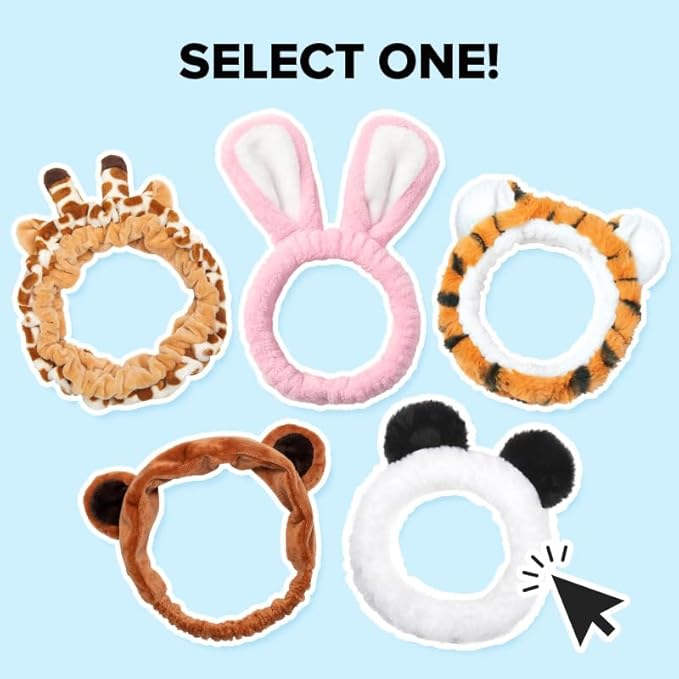I DEW CARE Face Wash Headband - Giraffe Headband | Adorable Design, Perfect for Cleansing, Bath, Makeup and Spa, 100% Microfiber, Reusable, 1 Count