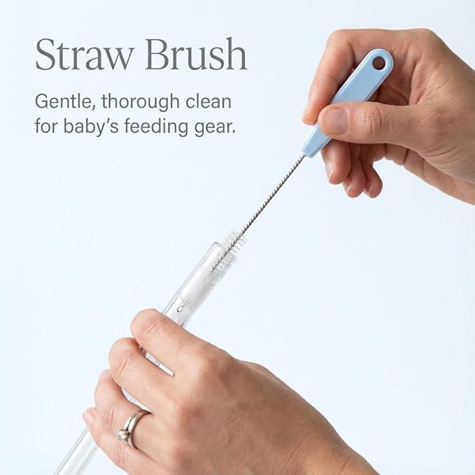 Ariseno 5-in-1 Baby Bottle Brush Set, Including Nylon and Silicone Bottle Brush, Bottle Cap, Straw and Nipple Cleaner, BPA-Free (Blue)