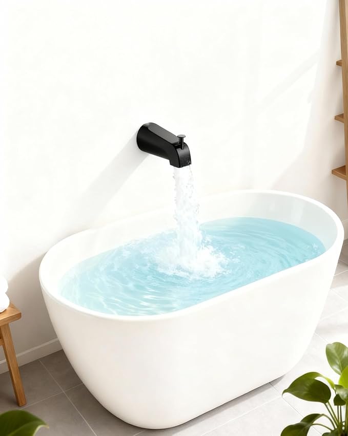 Universal Bathtub Tub Spout with Diverter, Fits 1/2" Slip-Fit Copper Pipe and 1/2" IPS & 3/4" IPS Thread Connections,Bathroom Tub Faucet Replacement with Adapters,PTFE Tape and Hex Wrench(Matte Black)