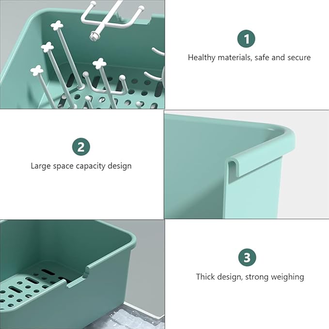 Toyvian Large Capacity Baby Bottle Storage Box with Lid and Handle Portable Drying Rack Organizer for Bottles and Cups 11.4X9X8.7 Inches for Home and Travel