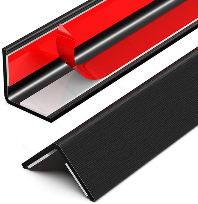Wall Corner Protector, Walls Edge Protector,Self-Adhesive Wall Corner Guards,PVC Double Side Edge Protector, Furniture Stairs Guard (Black Wood Grain 2PCS 100cm/39.37in)