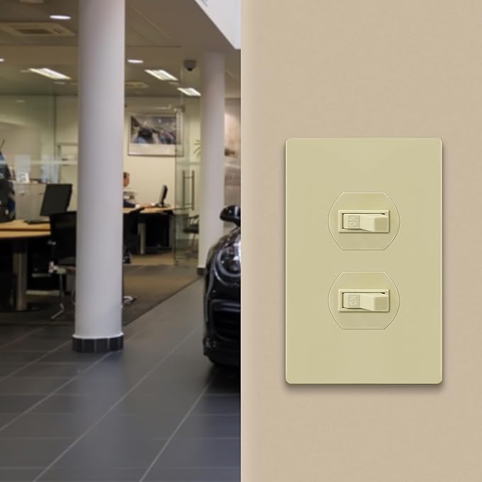 ENERLITES SI8821-I Duplex Outlet Receptacle Cover, Screwless Wall Plate, Standard Size, 1-Gang 4.68" x 2.93", Unbreakable Polycarbonate Thermoplastic, UL Listed, SI8821-I-10PCS, Ivory, 10 Pack