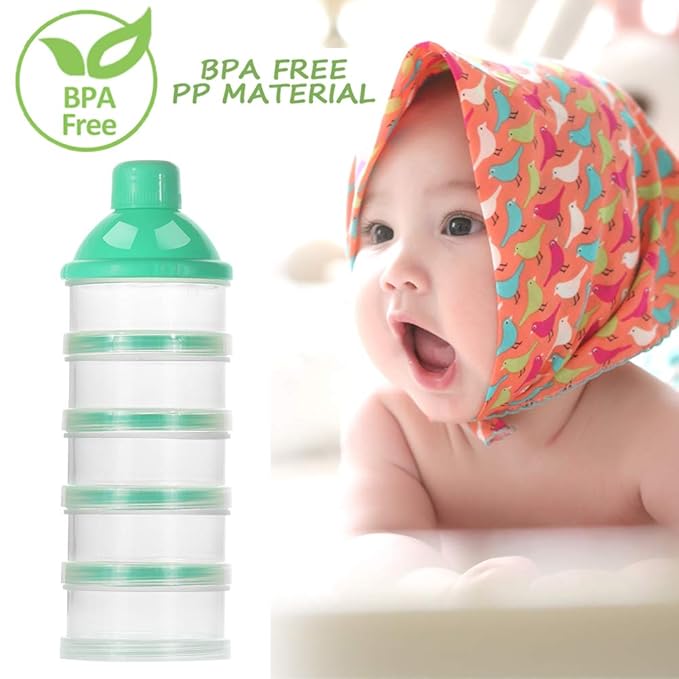 Accmor Formula Dispenser On The Go, 5 Compartments Stackable Formula Container for Travel, Baby Milk Powder Kids Snack Container, BPA Free