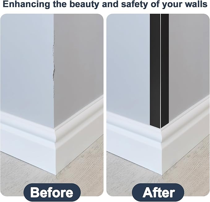 10PCS 48" Black Metal Corner Protectors, Aluminum Self Adhesive Corner Guards, Metal Wall Edge Protector Strip, Furniture Corner Protectors, Wall Cabinet Baseboard Decoration 48" x 2"