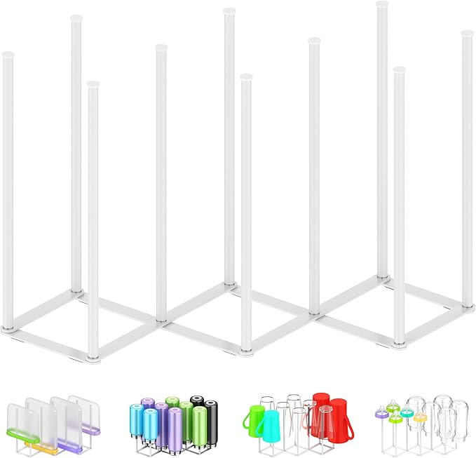 LAEMYFYRE Collapsible Bottle Drying Rack, Foldable Baby Bottle Drying Rack, Portable Drainer Stand Holder for Water Bottles, Cup, Reusable Silicone Bag, Cutting Board (White)