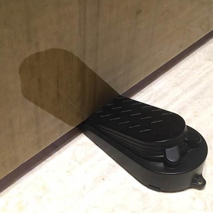 16Pcs Black Door Stoppers 2-in-1 Soft Rubber & Hard Plastic Design - Non-Scratch Finger Protector, Flexible Floor Gap Wedge for Home/Office, Modern Durable Door Stop Set.