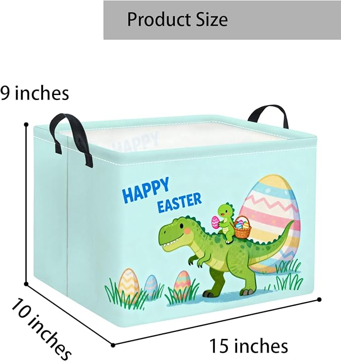 TIBAOLOVER Rectangular Easter Basket for Home Kitchen Baby Girls Basket Cute Storage Bin Organizer Shelf Book Room Decor(Cute Dinosaur)
