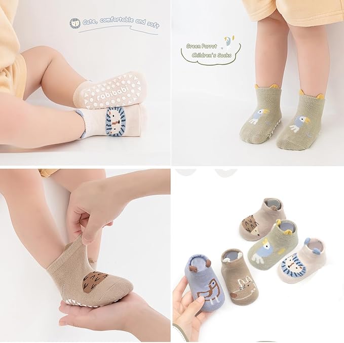 Baby Crawling Knee Pads and Socks with Anti-Slip Grips 10 Pairs Unisex Baby Toddler Nonslip Kneepads & Ankle Socks
