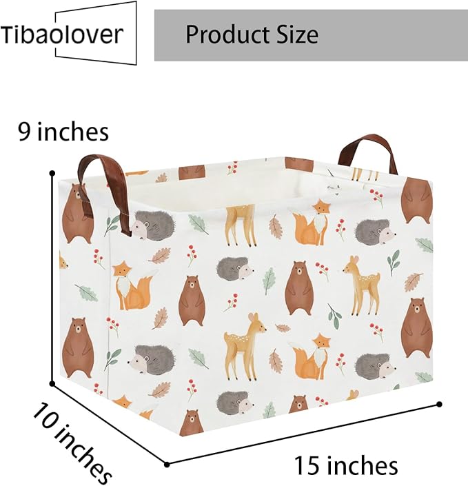 TIBAOLOVER Rectangular Kids Storage Basket Gift Basket Baby Storage Basket Cute Kids Toy Storage Bin Organizer Shelf Book Basket Room Decor(Yellow Animal)